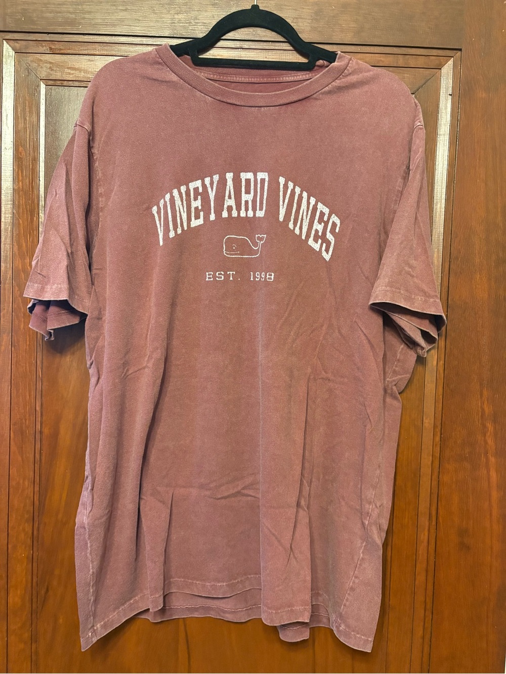 Vineyard Vines Men's Washed Burgundy Logo Tee